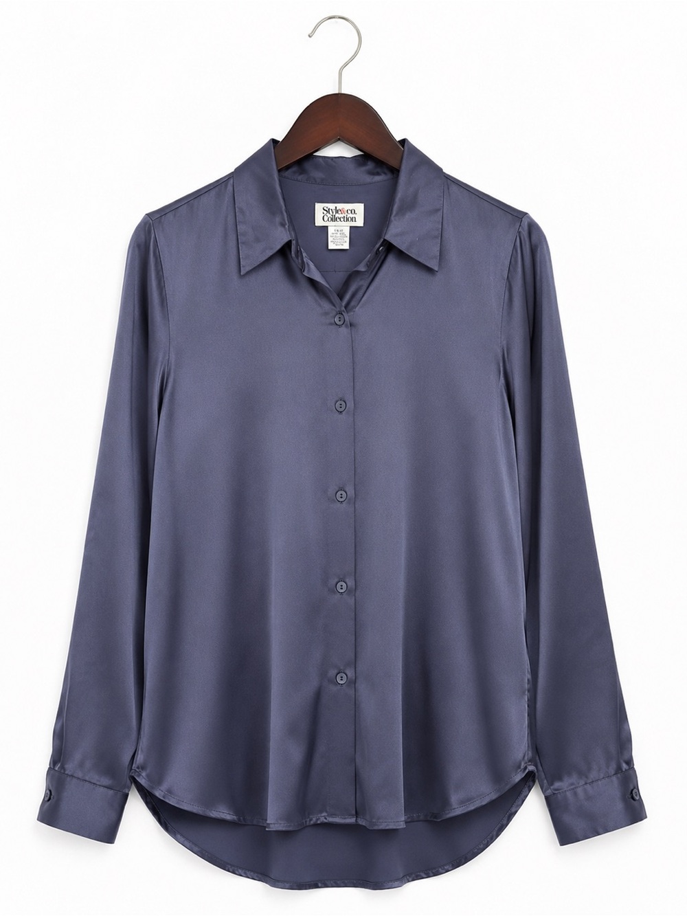 Style & Co. Women's 100% Silk Button-Up Blouse